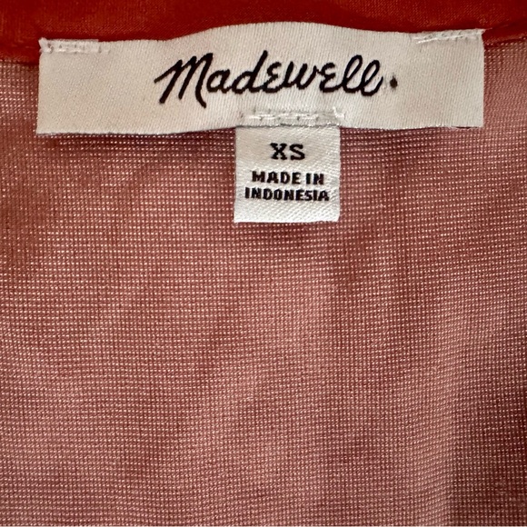 Madewell Velvet V-Neck Blouse in Deep Coral - Picture 5 of 7